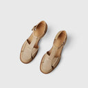 Women's Retro Woven T-Bar Sandals – Ankle Buckle Round Toe Low Block Heel