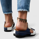 Women's Rhinestone Double Strap Wedge Sandals – Open Toe Slip On Casual Summer