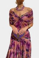 Women's Ruched Off Shoulder Midi Dress – Twisted Wrap Bodice Formal Gown