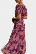 Women's Ruched Off Shoulder Midi Dress – Twisted Wrap Bodice Formal Gown