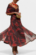 Women's Ruched Off Shoulder Midi Dress – Twisted Wrap Bodice Formal Gown