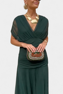 Women's Ruched Off Shoulder Midi Dress – Twisted Wrap Bodice Formal Gown