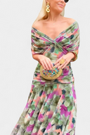 Women's Ruched Off Shoulder Midi Dress – Twisted Wrap Bodice Formal Gown