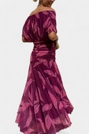 Women's Ruched Off Shoulder Midi Dress – Twisted Wrap Bodice Formal Gown