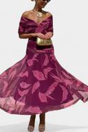 Women's Ruched Off Shoulder Midi Dress – Twisted Wrap Bodice Formal Gown