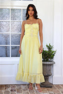 Women's Ruffle Maxi Dress – Smocked Tie Front Spaghetti Strap Flowy Summer Dress