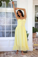 Women's Ruffle Maxi Dress – Smocked Tie Front Spaghetti Strap Flowy Summer Dress