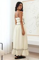 Women's Ruffle Maxi Dress – Smocked Tie Front Spaghetti Strap Flowy Summer Dress