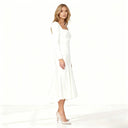 Women's Satin Midi Dress – Square Neck Puff Sleeve Ruched High Low Mermaid Gown