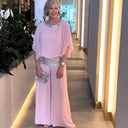 Women's Sequin Embellished Blouse and Wide Leg Pants Set – Batwing Sleeve Two Piece