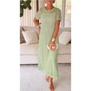 Women's Sheer Knit Maxi Dress – Short Sleeve Open Weave Crochet Long Dress
