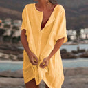 Women's Shirt Dress – Loose Open Front Short Sleeve Mini Beach Cover Up