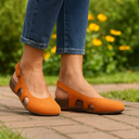 Women's Slingback Sandals – Round Toe Nubuck Upper Cork Wedge Buckle Strap Flats