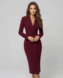 Women's Solid Blazer Dress – Notch Lapel Long Sleeve Single Button Pencil Midi