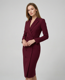 Women's Solid Blazer Dress – Notch Lapel Long Sleeve Single Button Pencil Midi