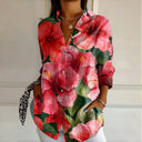 Women's Solid Blouse – V Neck Button Front Short Sleeve Loose Top