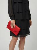 Women's Solid Chiffon Mini – Round Neck Long Sleeve Four Tier Layered Wedding Guest Dress