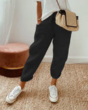 Women's Solid Linen Jogger Pants – Drawstring Waist Tapered Casual Trousers