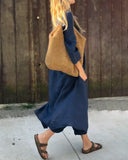 Women's Solid Linen Two-Piece Set – V Neck Longline Tunic Wide Leg Pants Summer