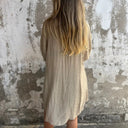 Women's Solid Oversized Button-Up Two-Piece Set – Long Sleeve Shirt Mini Shorts