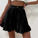 Women's Solid Ruffle Hem Shorts – High Waist Single Button Flowy Summer Shorts