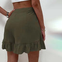 Women's Solid Ruffle Hem Shorts – High Waist Single Button Flowy Summer Shorts