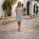 Women's Solid Shirt Dress – Point Collar Button Front Short Sleeve Knee Length