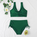 Women's Solid Two Piece Bikini Set – Wrap Crop Top High Waist Swimsuit Beach