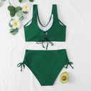 Women's Solid Two Piece Bikini Set – Wrap Crop Top High Waist Swimsuit Beach