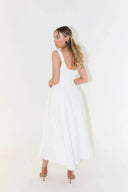 Women's Square Neck Midi Dress – Sleeveless Fit and Flare Full Skirt Formal