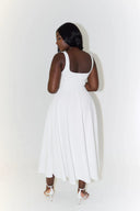 Women's Square Neck Midi Dress – Sleeveless Fit and Flare Full Skirt Formal