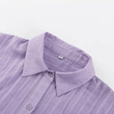 Women's Striped Button-Up Two-Piece Set – Oversized Shirt Pleated Shorts Summer