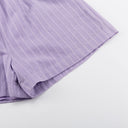 Women's Striped Button-Up Two-Piece Set – Oversized Shirt Pleated Shorts Summer