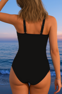 Women's Striped One Piece Swimsuit – Surplice V Neck Ruched Drawstring Beach