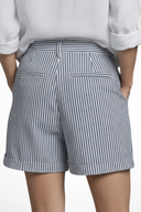 Women's Striped Tailored Shorts – Elastic Waist Single Button Cuffed Hem