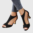 Women's Suede Block Heel Sandals – Cutout Peep Toe Ankle Wrap Dress Shoes