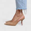 Women's Suede Pointed Toe Slingback Heels – Stiletto Slip On Dress Pumps