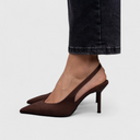 Women's Suede Pointed Toe Slingback Heels – Stiletto Slip On Dress Pumps