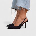 Women's Suede Pointed Toe Slingback Heels – Stiletto Slip On Dress Pumps