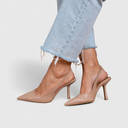 Women's Suede Pointed Toe Slingback Heels – Stiletto Slip On Dress Pumps