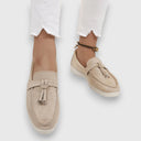 Women's Suede Tassel Loafers – Slip On Round Toe Flat Casual Everyday Shoes