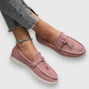 Women's Suede Tassel Loafers – Slip On Round Toe Flat Casual Everyday Shoes