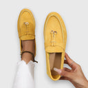 Women's Suede Tassel Loafers – Slip On Round Toe Flat Casual Everyday Shoes