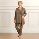 Women's Three Piece Set – Cardigan Tank Top Straight Leg Pants Mother of Bride
