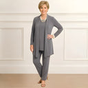 Women's Three Piece Set – Cardigan Tank Top Straight Leg Pants Mother of Bride
