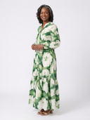 Women's Tie-Dye Maxi Dress – Long Sleeve Tie Waist Tiered Wedding Guest