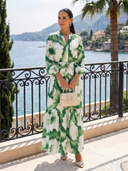 Women's Tie-Dye Maxi Dress – Long Sleeve Tie Waist Tiered Wedding Guest