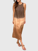 Women's Tie Dye Midi Dress – Sleeveless Crew Neck Ombre Summer Casual Dress