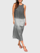 Women's Tie Dye Midi Dress – Sleeveless Crew Neck Ombre Summer Casual Dress