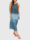 Women's Tie Dye Midi Dress – Sleeveless Crew Neck Ombre Summer Casual Dress